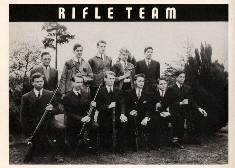 Lakeside's Rifle Team used to practice in the attic of Bliss Hall, 1940.